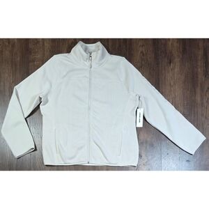 NWT DKNY Sport Cream/Oat Zip-Up Fleece Sweater Jacket